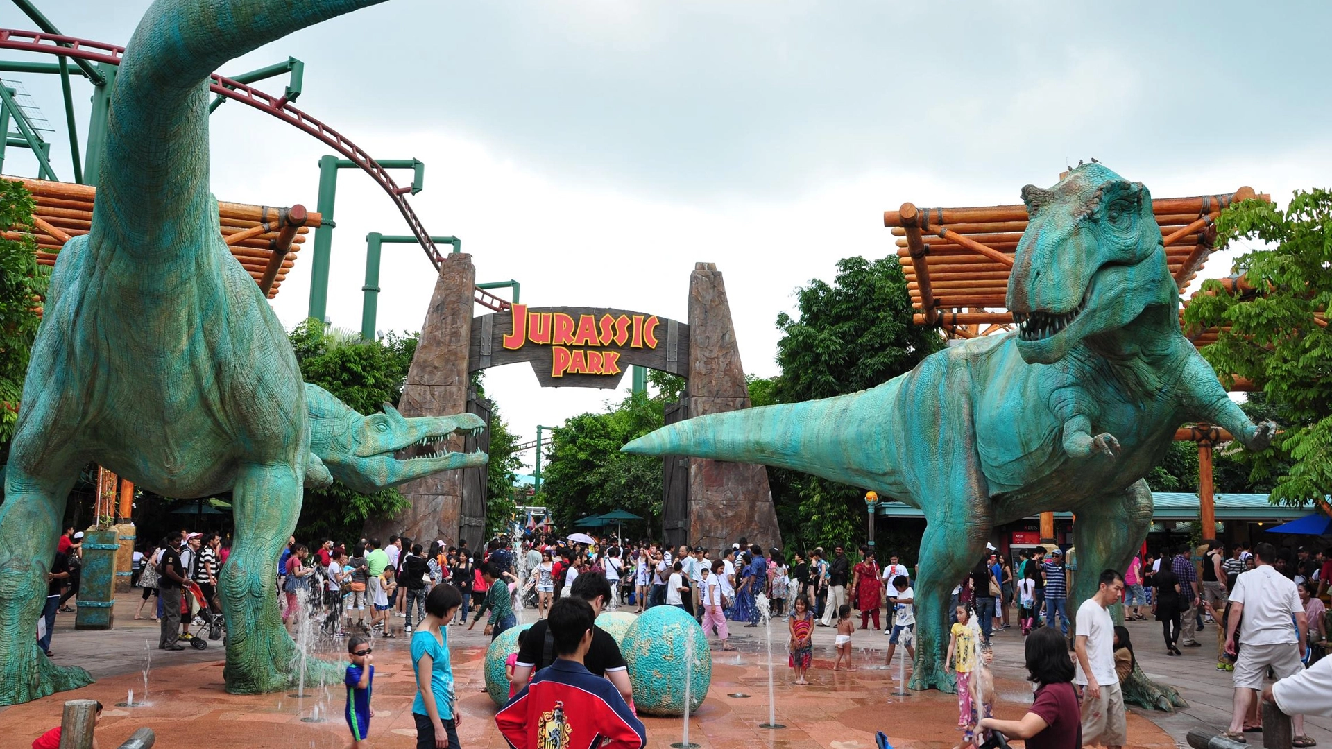 Exciting Jurassic Park Rapids Adventure ride at Universal Studios Singapore